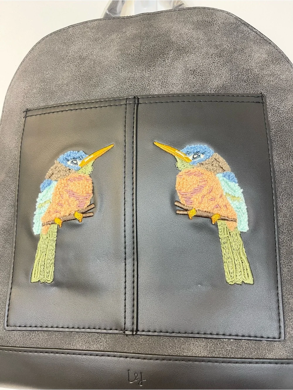 Elle Jae Gypset Embroidered Kingfisher Birds Vegan Leather Boho Backpack NWT